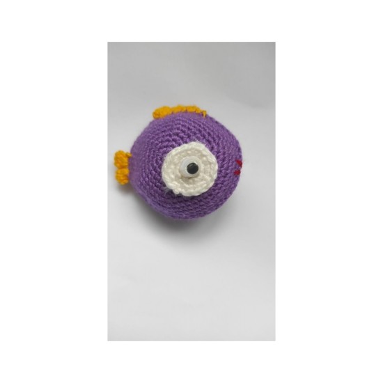 Kedi Oyuncağı El Örgüsü Oyuncak Balık Mor