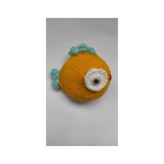 Kedi Oyuncağı El Örgüsü Oyuncak Balık Sarı