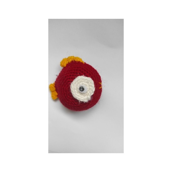 Kedi Oyuncağı El Örgüsü Oyuncak Balık Bordo