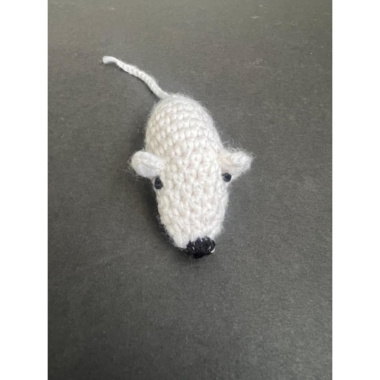 El Örgüsü Fare Kedi Oyuncağı El Örgüsü Oyuncak Fare Beyaz 