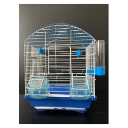 Kafes Oval çatılı çift kapılı çekmeceli kafes mavi