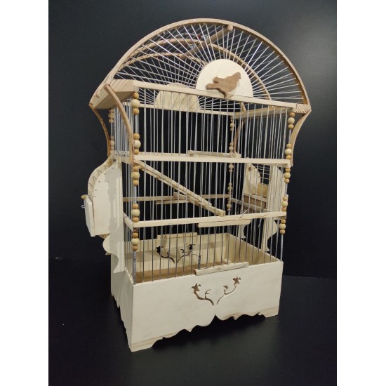 Kafes Ahşap Oval Tel Geçme Kafes 58X32X21,5