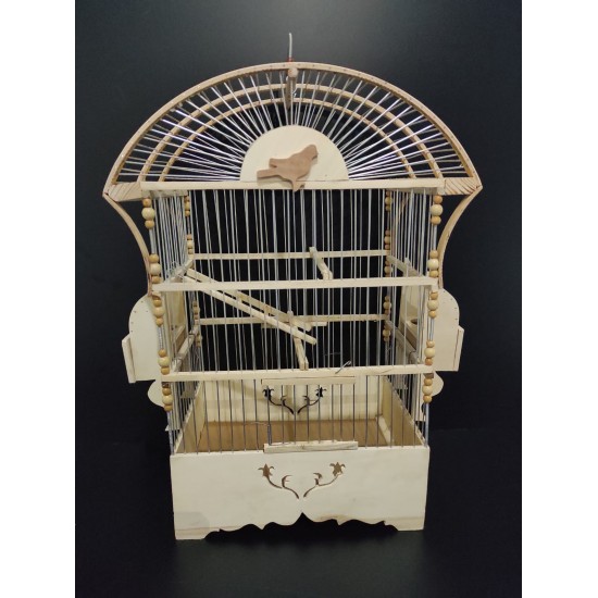 Kafes Ahşap Oval Tel Geçme Kafes 58X32X21,5