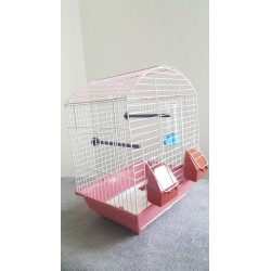 Kafes Oval çatılı çift kapılı çekmeceli kafes Pembe