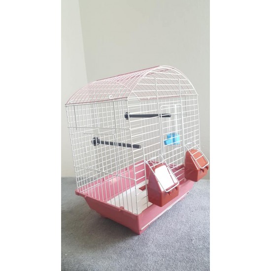 Kafes Oval çatılı çift kapılı çekmeceli kafes Pembe