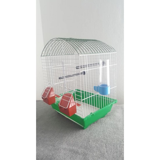 Kafes Oval çatılı çift kapılı çekmeceli kafes yeşil