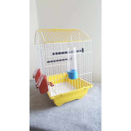 Kafes Oval çatılı çift kapılı çekmeceli kafes sarı 