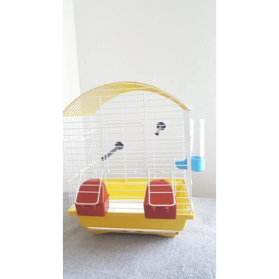 Kafes Oval çatılı çift kapılı çekmeceli kafes sarı 