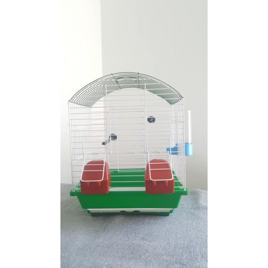 Kafes Oval çatılı çift kapılı çekmeceli kafes yeşil