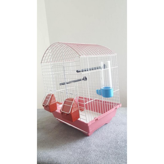 Kafes Oval çatılı çift kapılı çekmeceli kafes Pembe