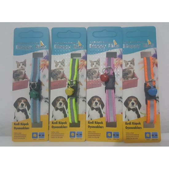 Kedi Köpek Reflektörlü Zilli Boyun Tasması Küçükırklar için 30x1