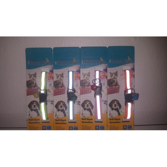 Kedi Köpek Reflektörlü Zilli Boyun Tasması Küçükırklar için 30x1