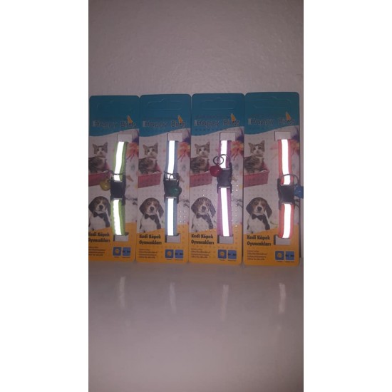 Kedi Köpek Reflektörlü Zilli Boyun Tasması Küçükırklar için 30x1