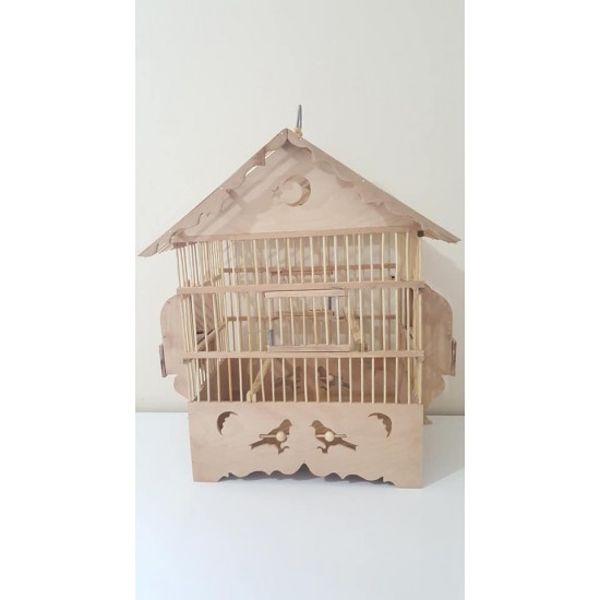 Kafes Çatılı Ahşap Bambu Kafesi Kafesi