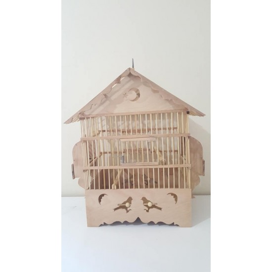 Kafes Çatılı Ahşap Bambu Kafesi Kafesi