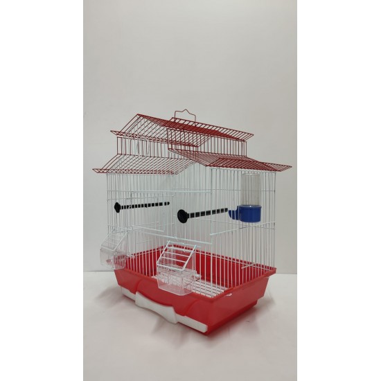 Kafes Villa Çatılı Kafes Kırmızı Izgaralı