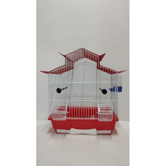 Kafes Villa Çatılı Kafes Kırmızı Izgaralı