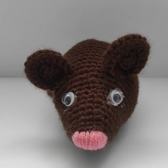 Fare Kedi Oyuncağı El Örgüsü Oyuncak Fare Kahve