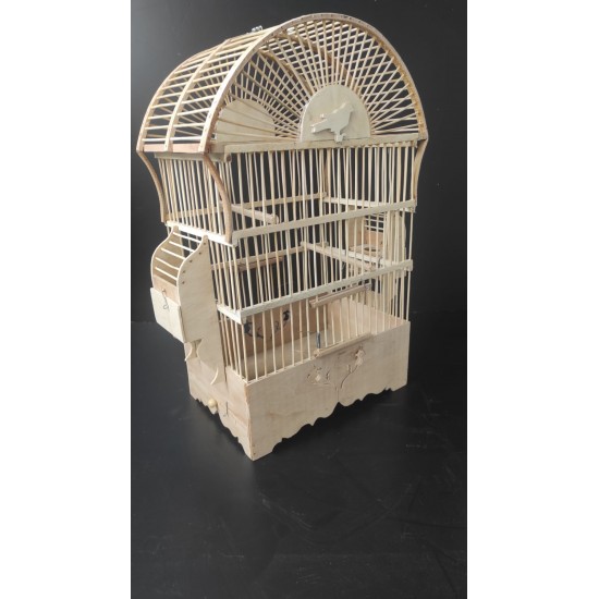 Kafes Ahşap Oval Bambu Kafes 53X32X22